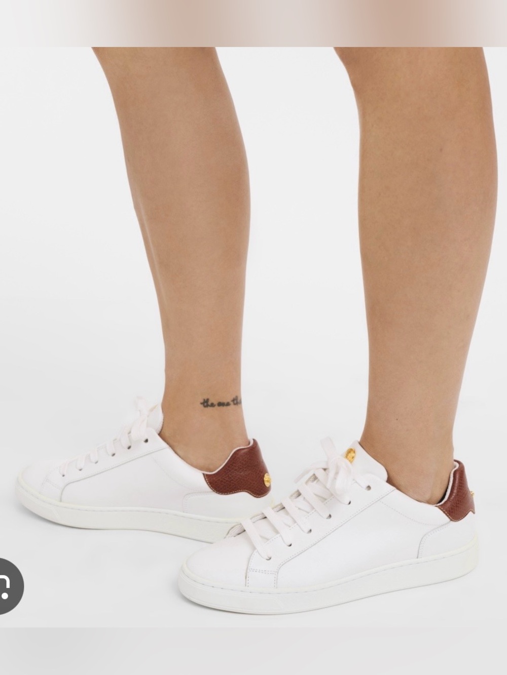 Longchamp White Leather Low-Top Sneakers with Brown Heel Tab